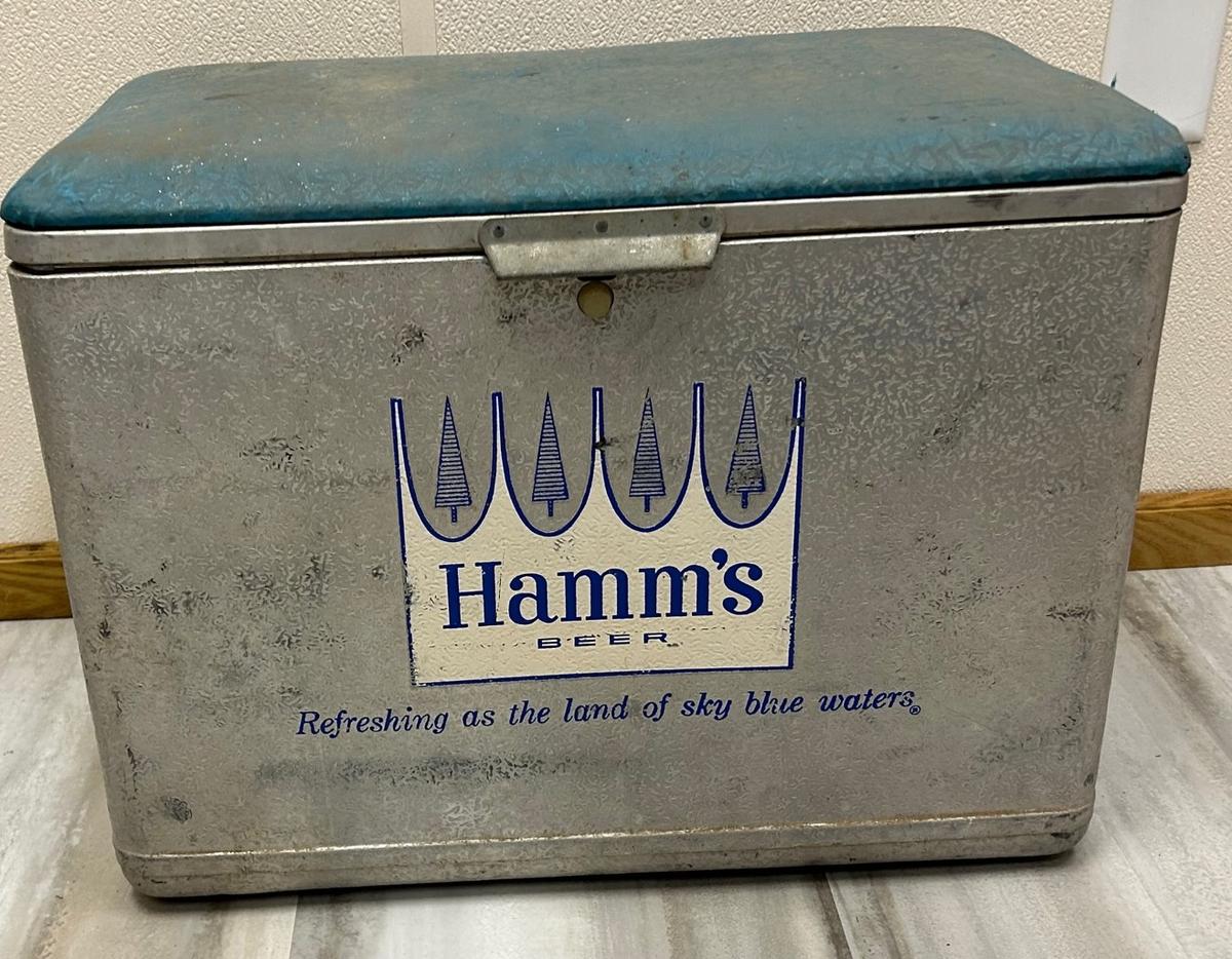 VINTAGE "HAMM'S BEER" METAL COOLER