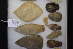 Frame of 20 Native American Arrowheads / Points (Mixed Origins)