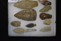 Frame of 20 Native American Arrowheads / Points (Mixed Origins)