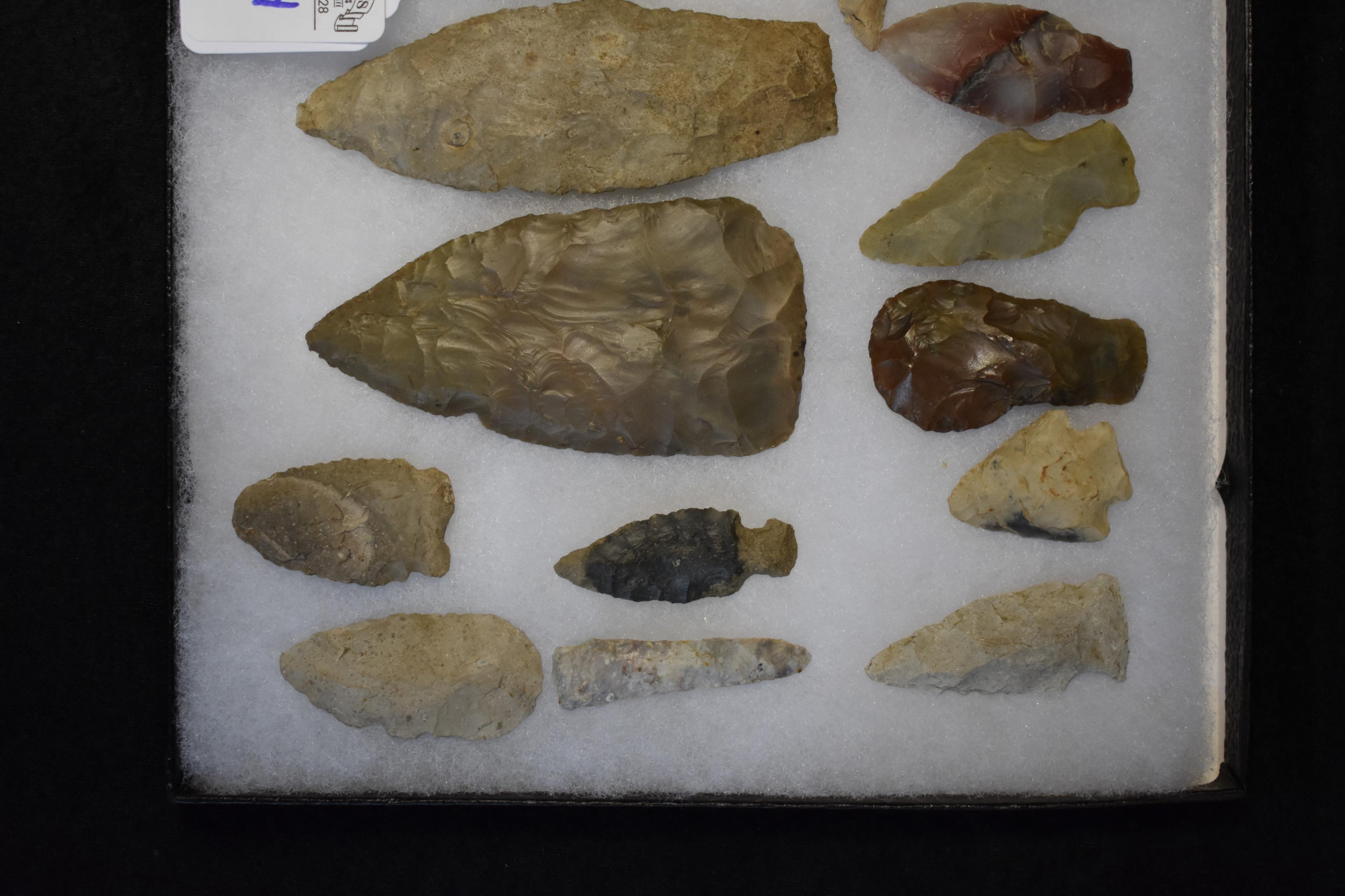 Frame of 20 Native American Arrowheads / Points (Mixed Origins)