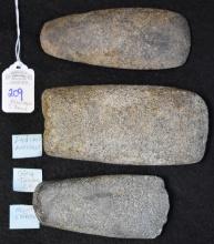 Lot of 3 Native American Celts / Axes (Found In Flint, MI Area)