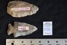 Lot of 2 Large Early Native American Points (Found on Farm in Port Huron, Michigan)