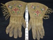 Vintage Native American Gloves with Bead Work