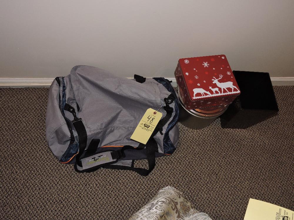 Duffle Bag, Trashcan, Tins