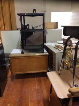 Large Lot of Assorted Tables, File Cabinets, Chairs, Bookshelves, Desks, & TVs w/ Receivers
