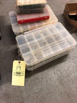 7 plastic parts bins