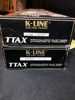 K-Line articulating flatcar w/ tractor & trailers