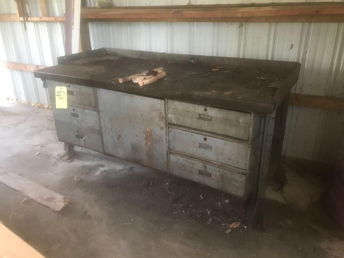 Approx. 6ft. Industrial work bench with drawers