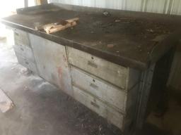 Approx. 6ft. Industrial work bench with drawers