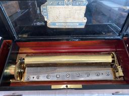 Geneve cylinder music box with (8) Aires, inlaid cabinet