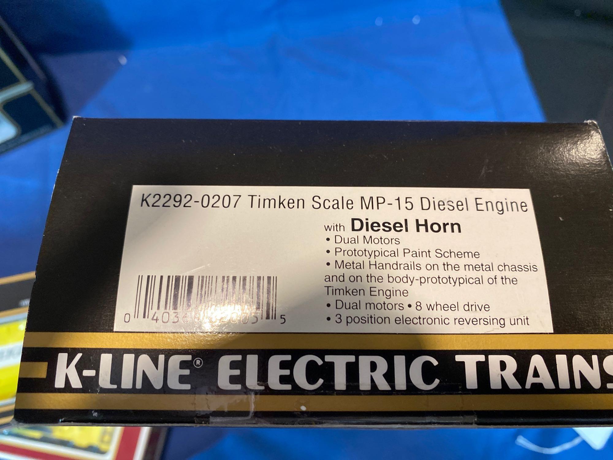 K-Line Timken MP-15 Diesel engine, & Timken cars & caboose
