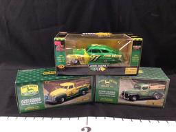 3 John Deere Diecast Trucks and Cars