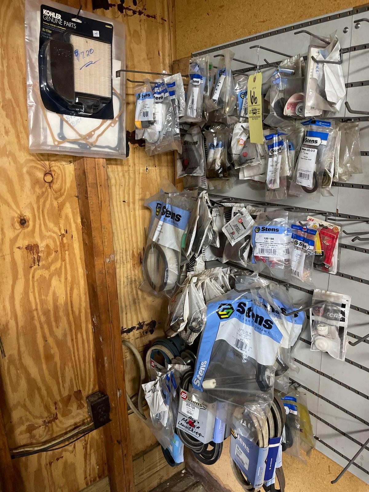 Mower belts, air filters, ignition, gas cap, misc. parts