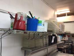 Plastic Storage Containers and Utensils w/ wire rack