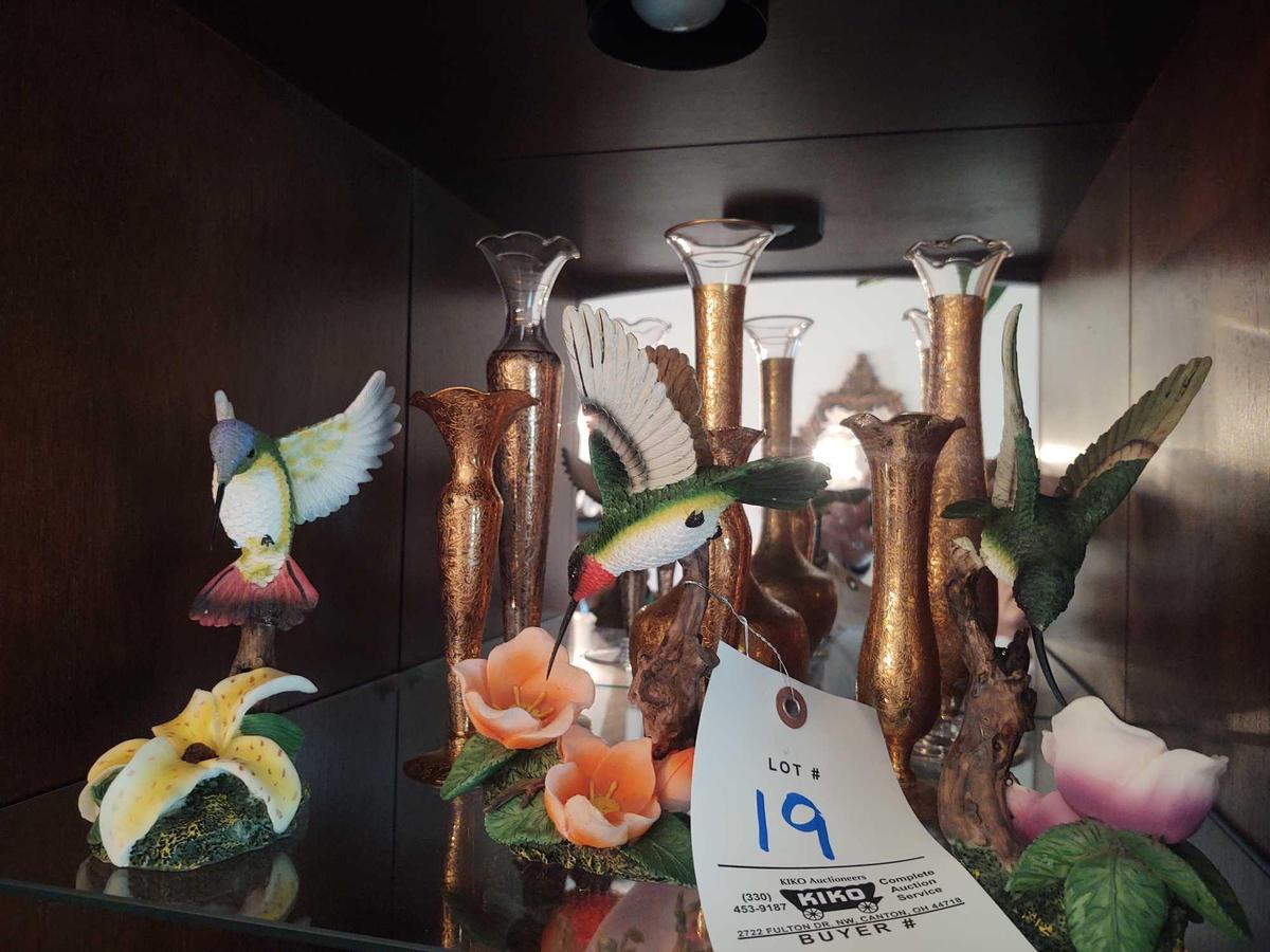 Lotus Vases and 3 Bird Figurines