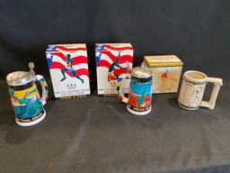 (3) Budweiser Olympic Steins 1996