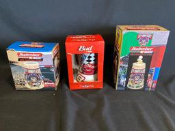 (3) Budweiser NASCAR Steins