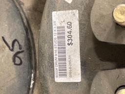 Assorted trailer drum hubs, some new, leaf spring