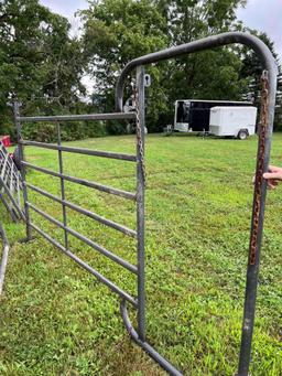 Lot of Priefert 8? gate and swinging corral panel.