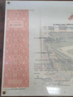 Cleveland Indians stock certificate dated 7/21/1998