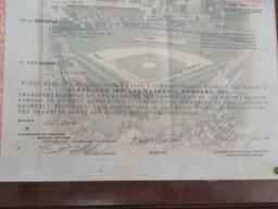 Cleveland Indians stock certificate dated 7/21/1998