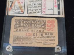 1942 All Star service game rain check stub, Cleveland Baseball company rain check stub