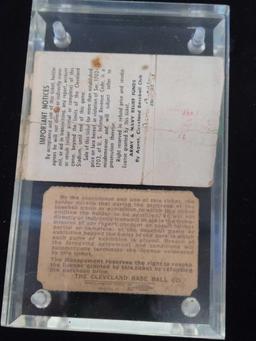 1942 All Star service game rain check stub, Cleveland Baseball company rain check stub