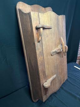 Pine wall hanging cupboard with wood latch