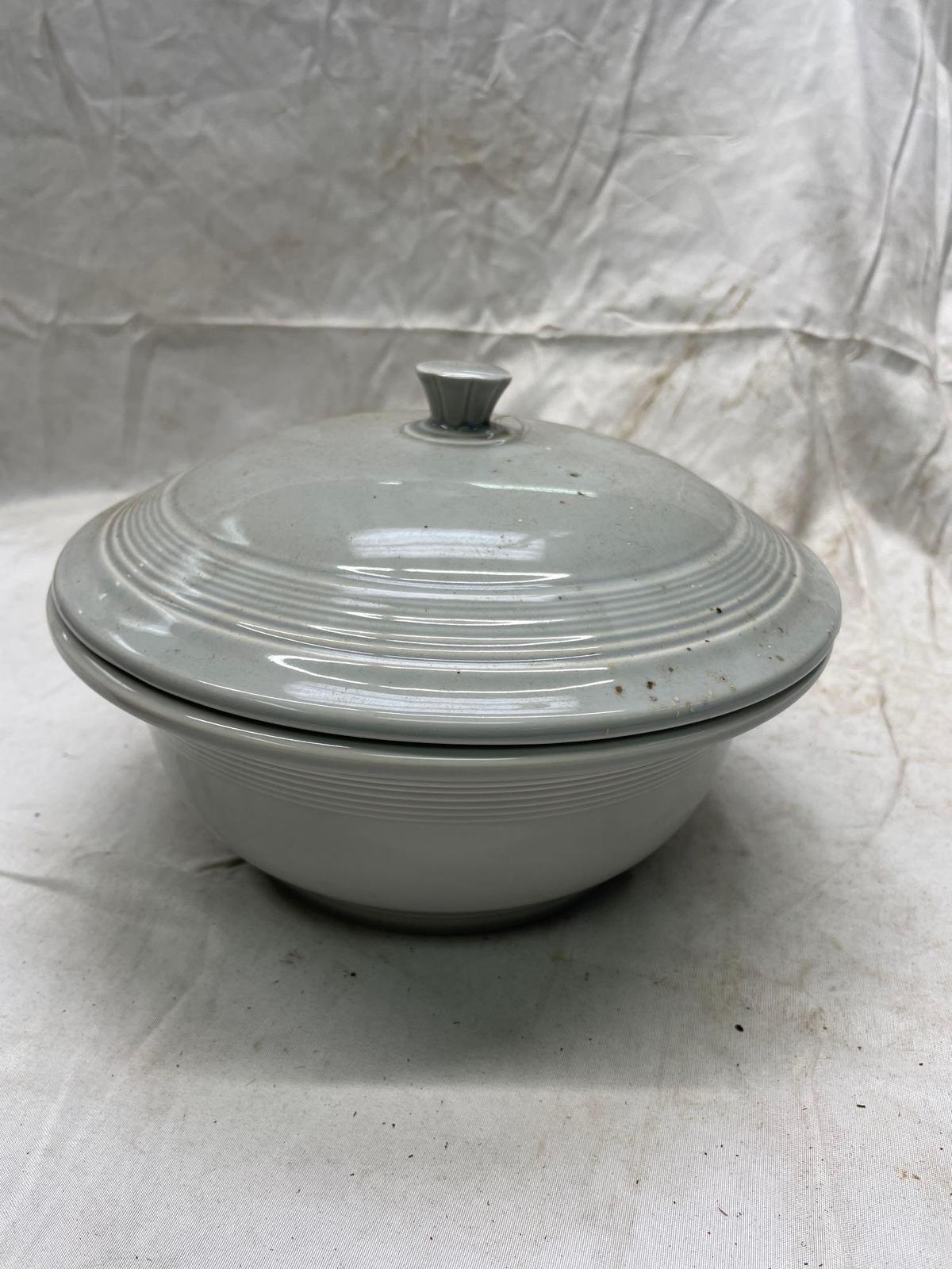 Fiesta covered casserole- discontinued color pearl gray