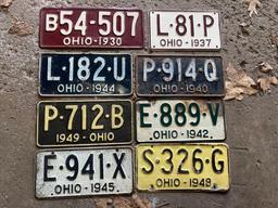 (8) Vintage License Plates From 1930s and 1940s