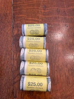 5 rolls $25 each SBA gold 2000-p dollars