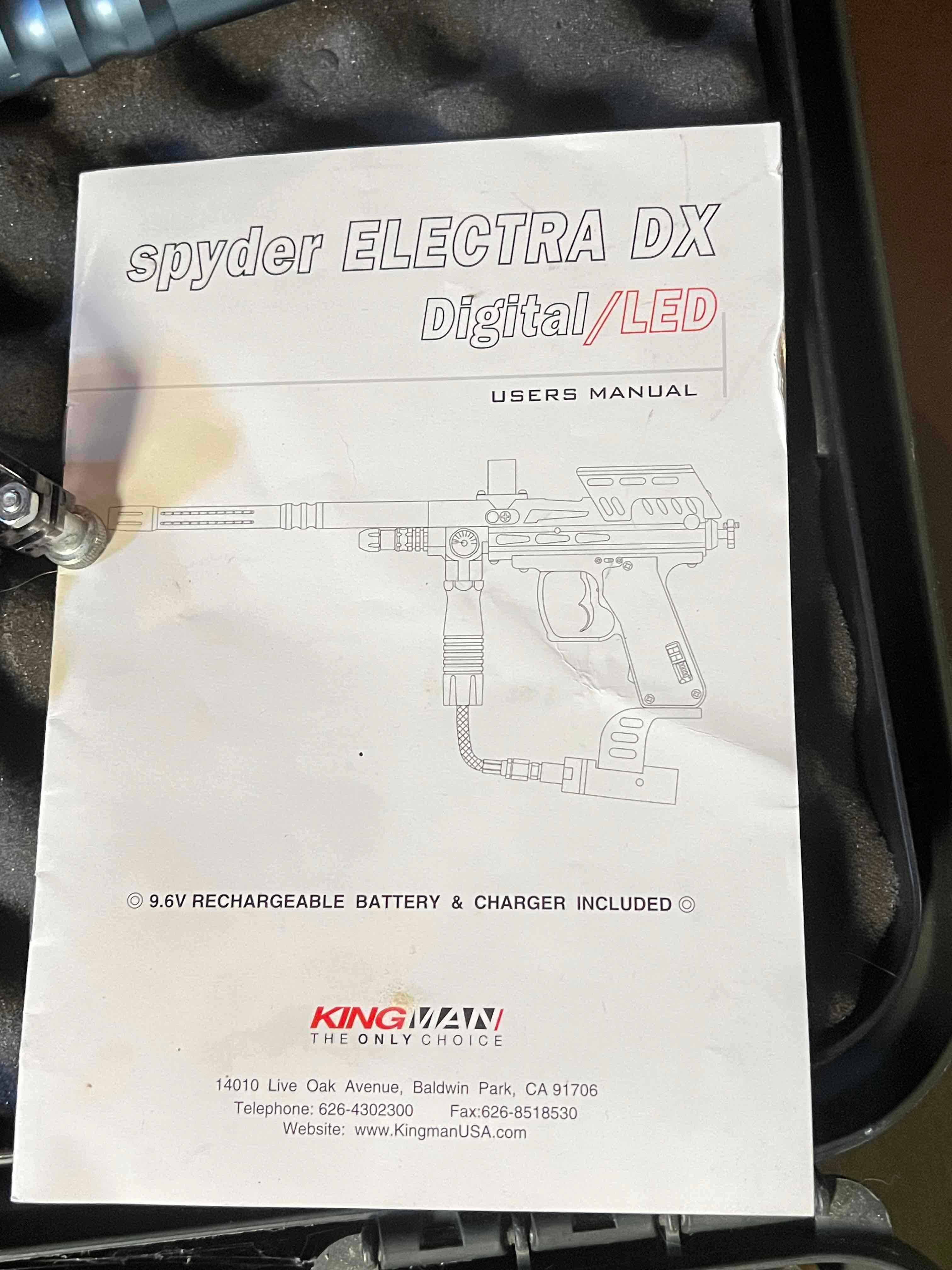 Spyder Electra DX paintball gun with box and misc accessories