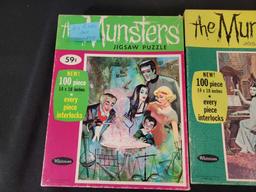 3 1965 Whitman The Munsters jigsaw puzzles complete and Chad Valley batt op movie projectorl