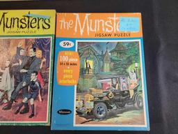 3 1965 Whitman The Munsters jigsaw puzzles complete and Chad Valley batt op movie projectorl