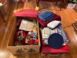 towels, mats, bows, wrapping paper, ect.