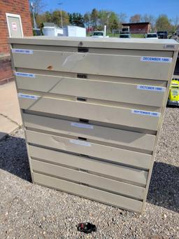 8 Drawer metal cabinet and contents