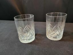 2 Wheel cut tumblers, childs pattern glass pitchers and assorted pieces