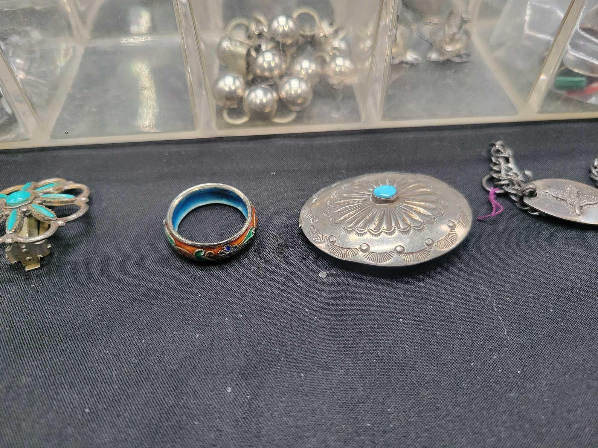 Great lot of sterling jewelry, some turquoise, aviation bracelet, antique pieces