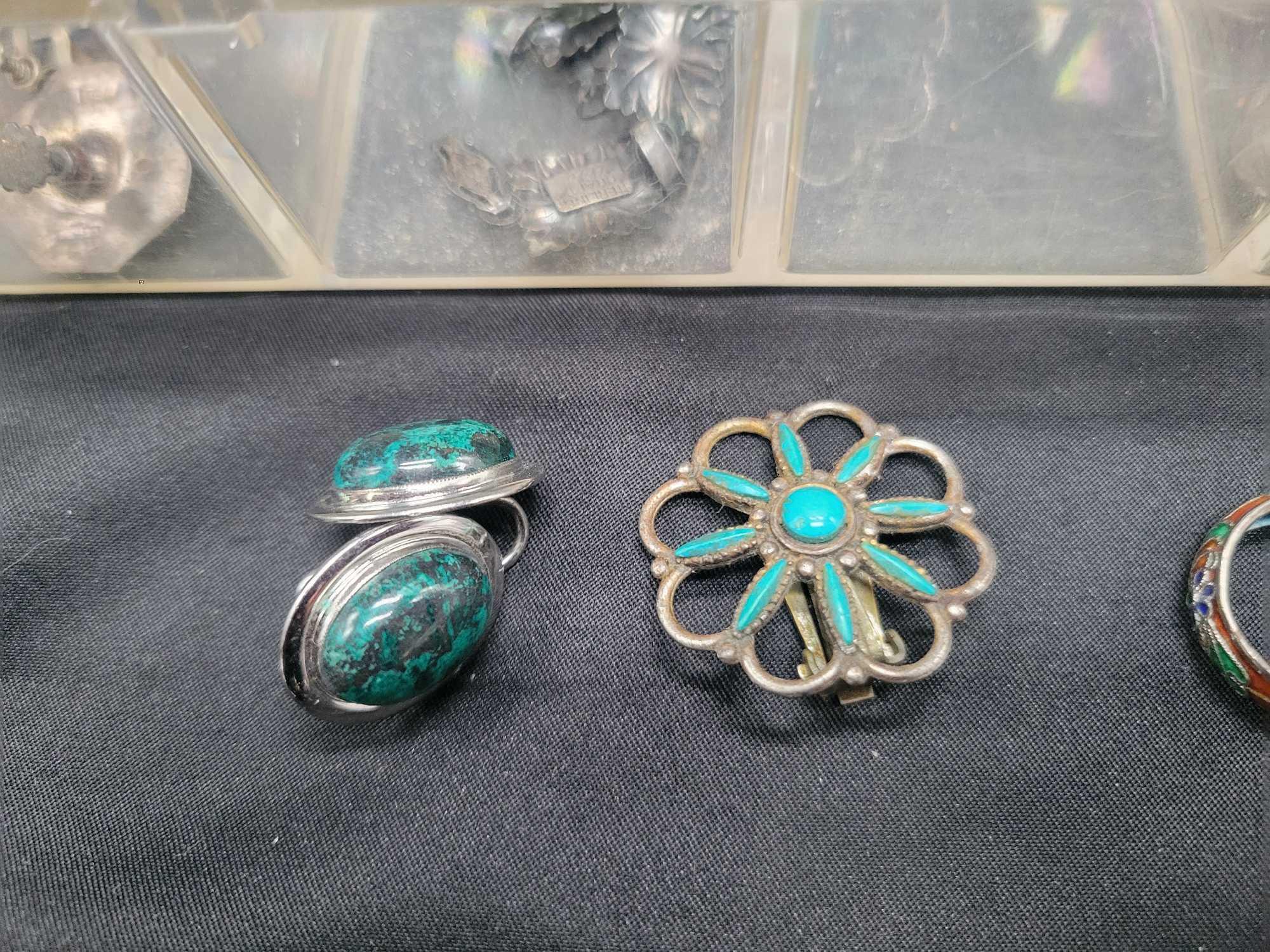 Great lot of sterling jewelry, some turquoise, aviation bracelet, antique pieces