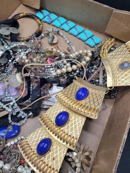 Large lot of costume jewelry, gold and silver tone, coin necklace and more