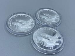 2021 1/2 ounce .999 Silver Rounds bid x 3