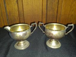 Rogers Sterling Silver Creamer & Sugar Set