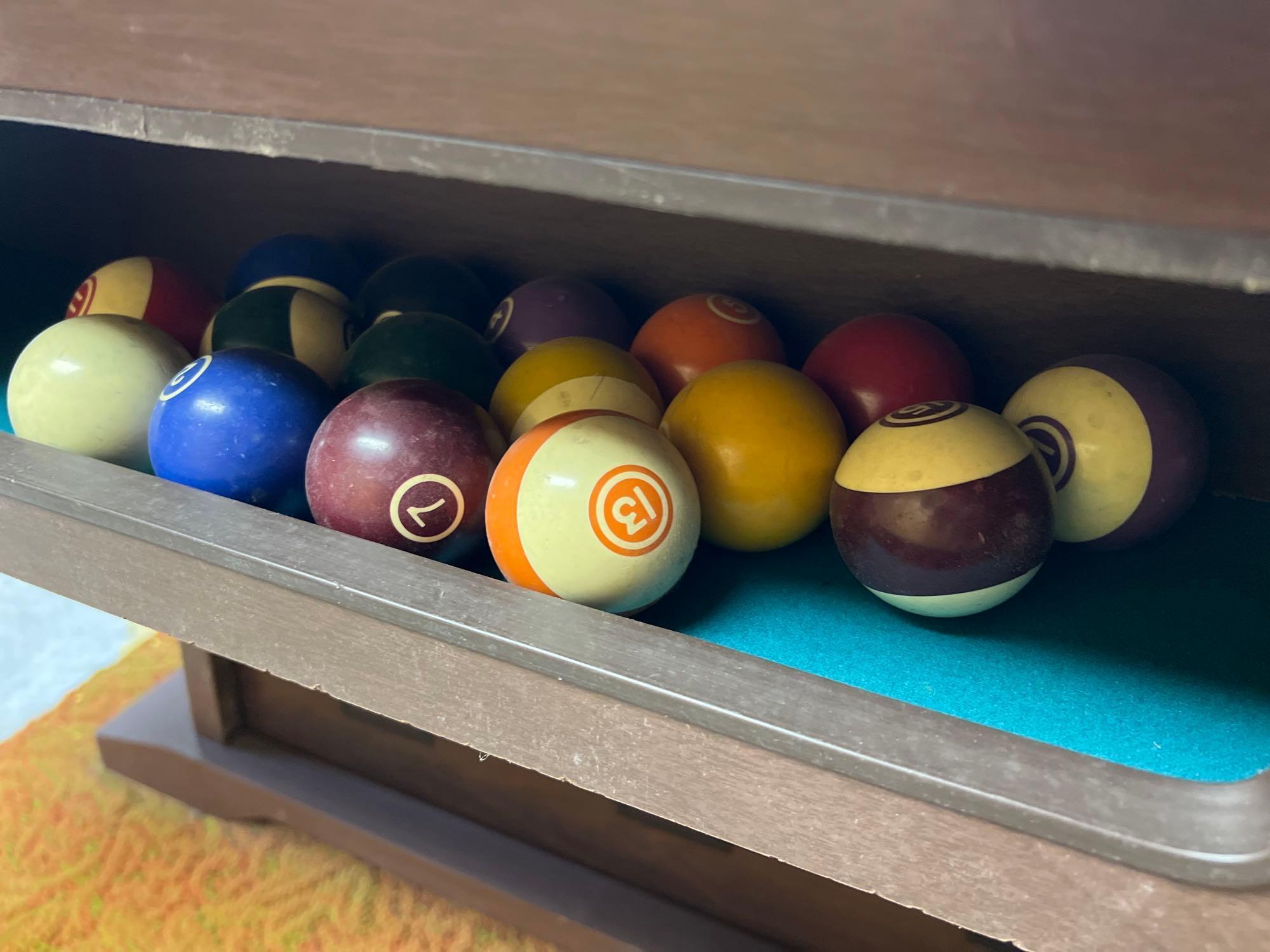 Slate Top Pool Table and Billiards Balls