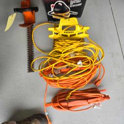 Stinger wet and dry vac, electric trimmer, extension cords