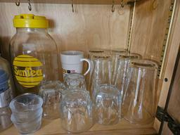 Contents of Cupboard - Mugs, Cups, Ice Tea Dispenser