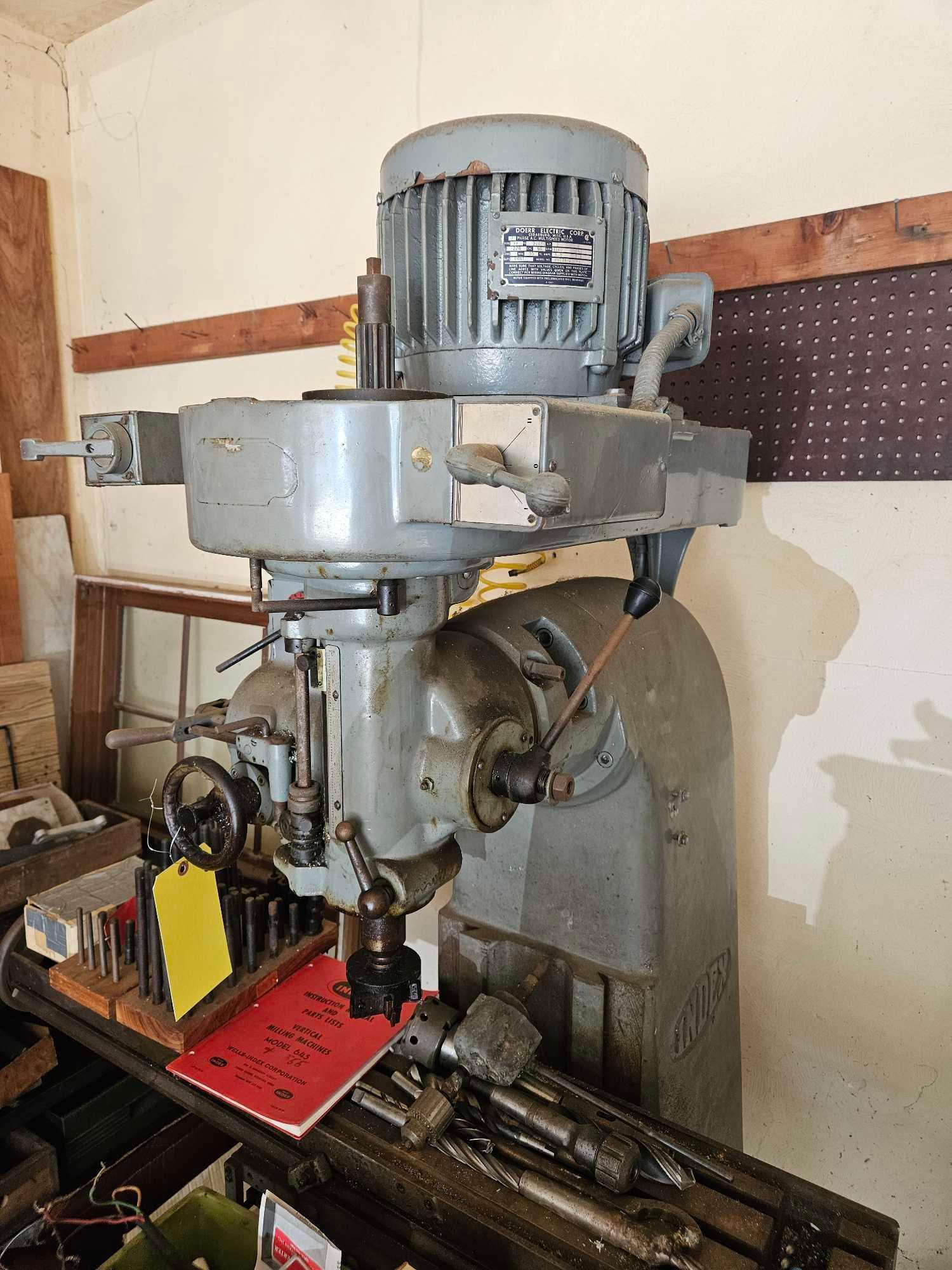 Index Model 555/645 Vertical Mill w/ Chucks, Parts, Bits, & Attachments