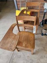 2 oak school desks