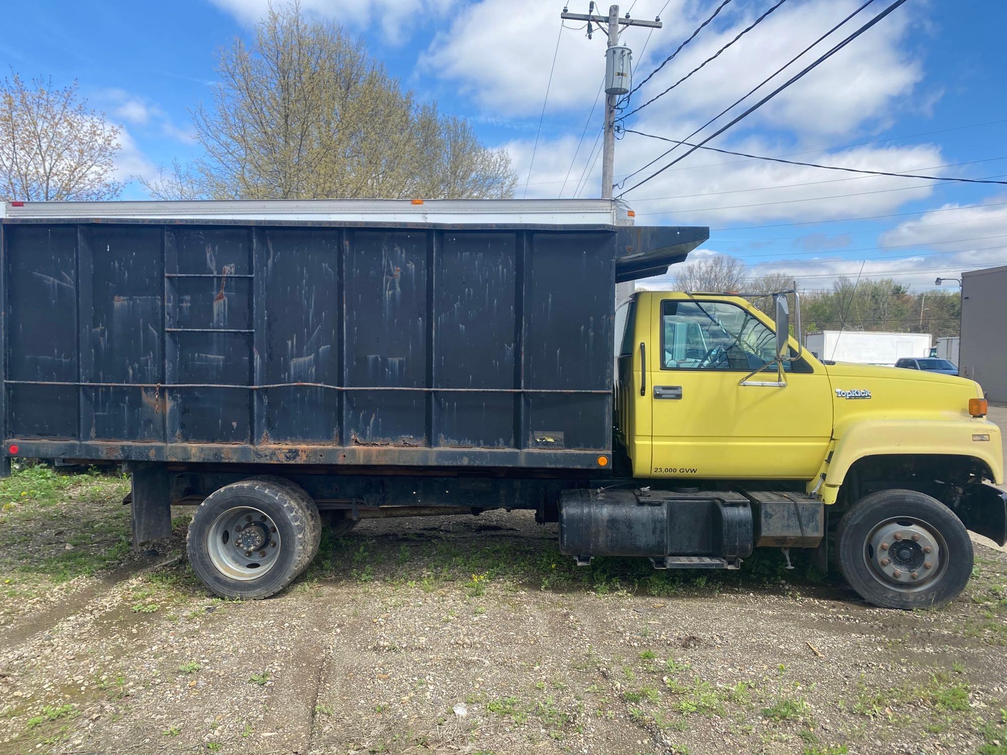 1992 GMC 6500 Topkick, 20yd full hydraulic container dump truck.