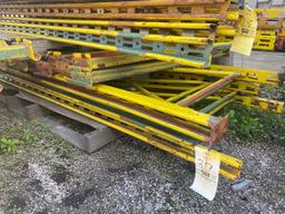 Pallet racking; 5 uprights 3ft. deep x 10ft. tall, 28 load beams 58in. x 3.5in.