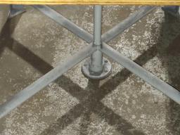 Steel table with plywood top, 29.5in. x 29.5in.